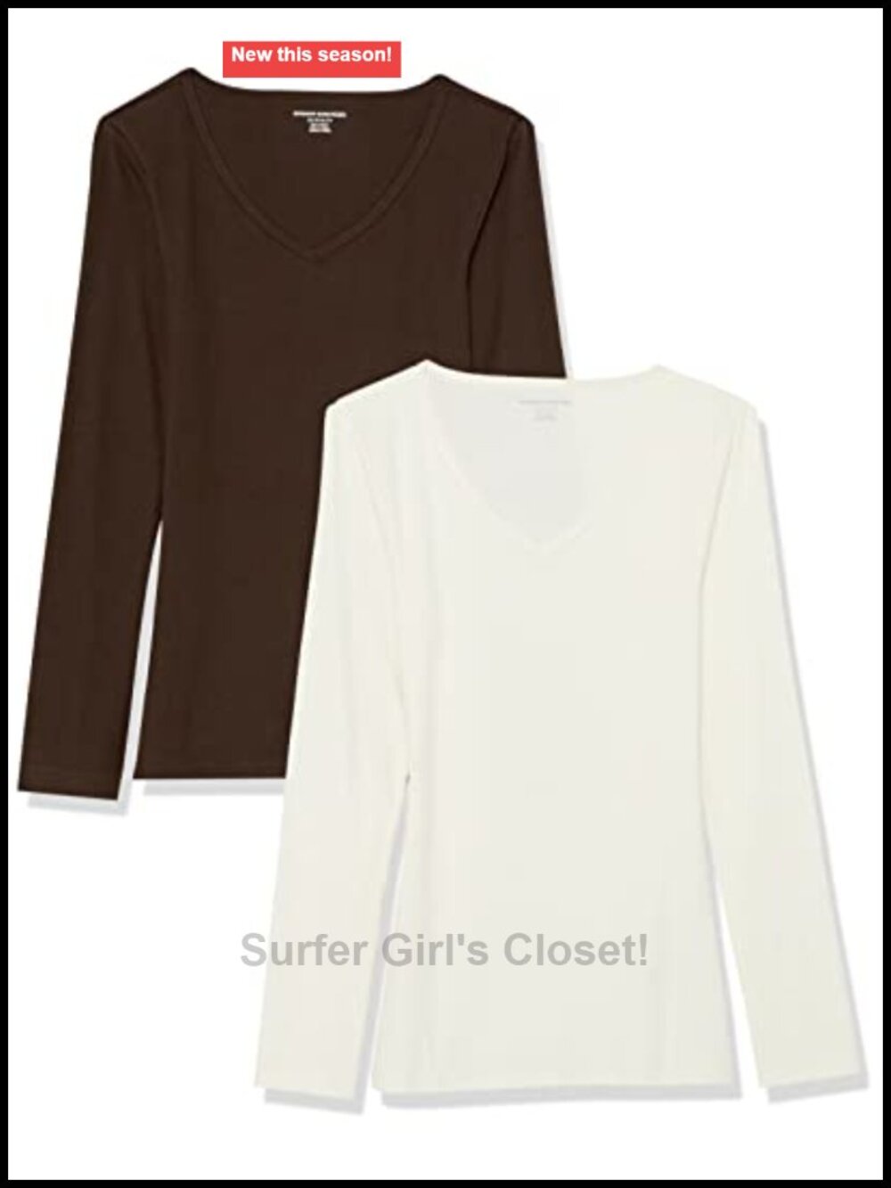 Women's Slim Fit Long Sleeve V-Neck Knit Rib T-Shirt Cotton Modal Stretch Top